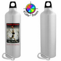 25 Oz. 750 Ml Aluminum Silver Sport Bottle with Carabiner (4 Color Process)